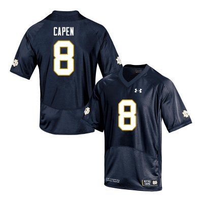 Notre Dame Fighting Irish Men's Cole Capen #8 Navy Under Armour Authentic Stitched College NCAA Football Jersey ACS5299HI